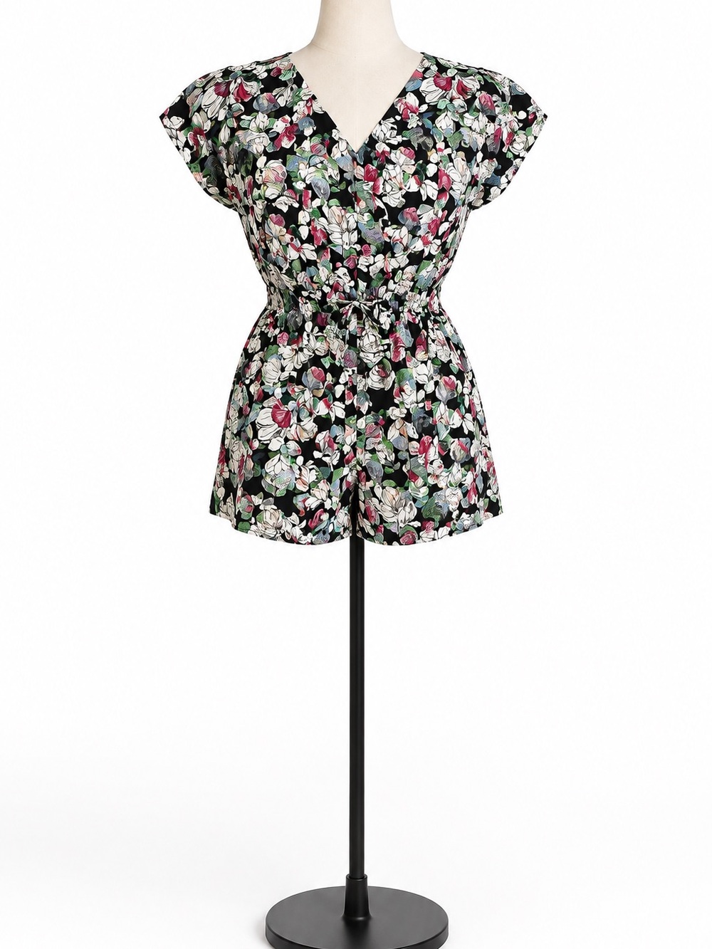 BCBGMAXAZRIA Women’s Floral Romper Size Large Black Multicolor NWT